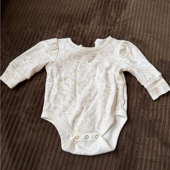 Charming Cream Floral Baby Bodysuit Pehr Organic Cotton - Picture 3 of 6